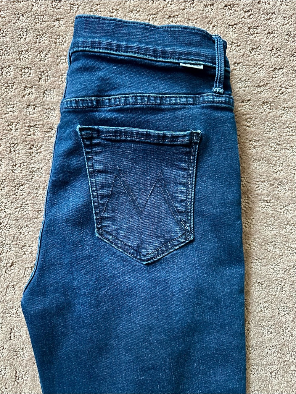 MOTHER Womens Boot Cut Jeans in Dark Blue Denim